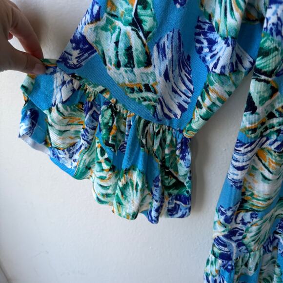 Chico’s Size XL Lite abstract print ruffled open cardigan 3/4 sleeves size XXL - Picture 4 of 11